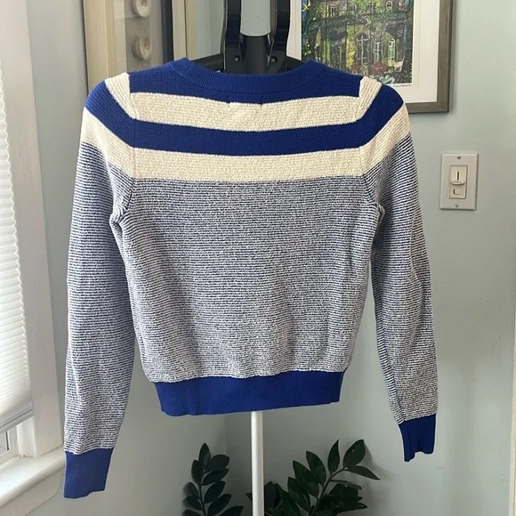 Anthropologie Maeve Paulina Blue White Striped Sweater size XS Boho - Picture 2 of 8